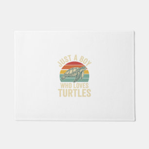 Just a Boy Who Loves Turtles Vintage Turtle Shirt_ Doormat