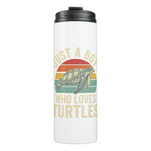 Just a Boy Who Loves Turtles Vintage Turtle Shirt_ Thermal Tumbler