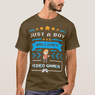 Just A Boy Who Loves Video Games Funny Retro Piel  T-Shirt