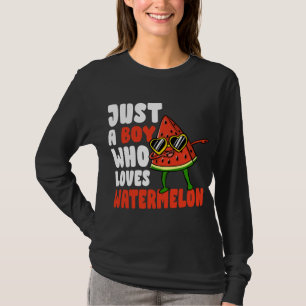 Just A Boy Who Loves Watermelon Fruit Lover Gift T-Shirt