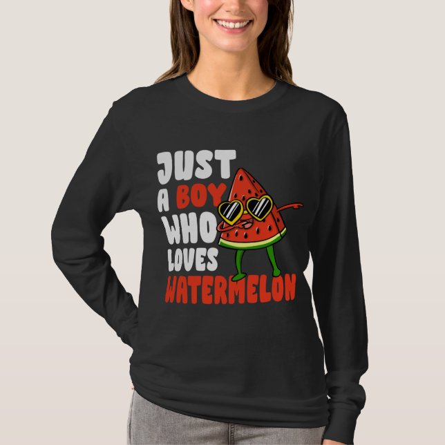 Just A Boy Who Loves Watermelon Fruit Lover Gift T-Shirt (Front)