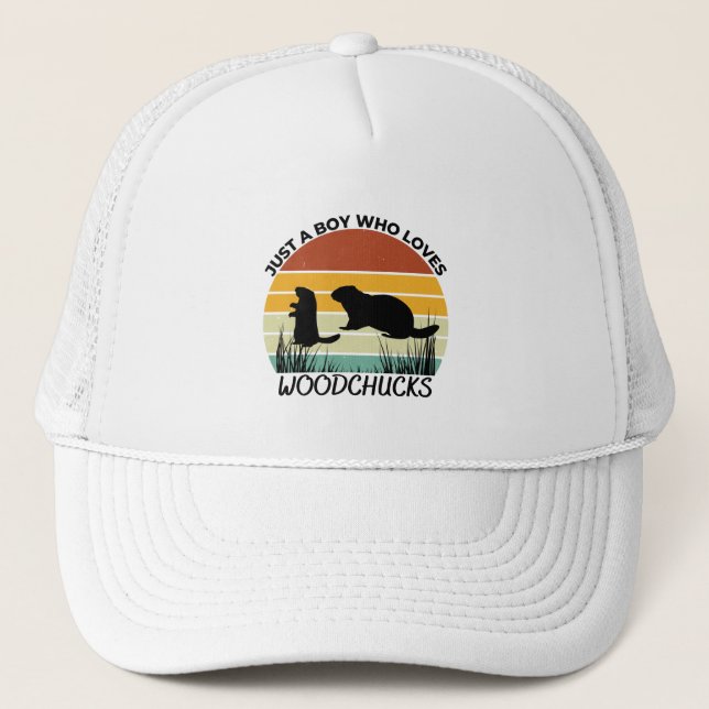 Just a boy who loves woodchucks trucker hat (Front)