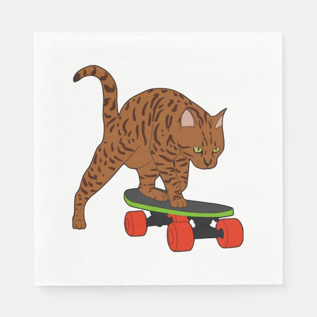 Just A Cat On A Skateboard Napkin (Front)