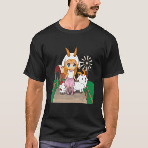 Just A Chibi Girl Who Loves Goats And Chickens T-Shirt