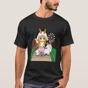 Just A Chibi Girl Who Loves Goats And Chickens T-Shirt