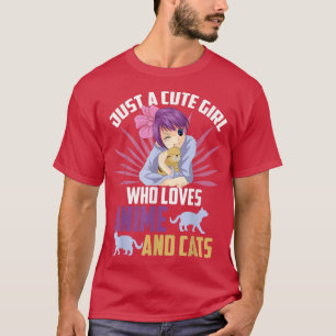 Just A Cute Girl Who Loves Anime And Cats Kawaii J T-Shirt
