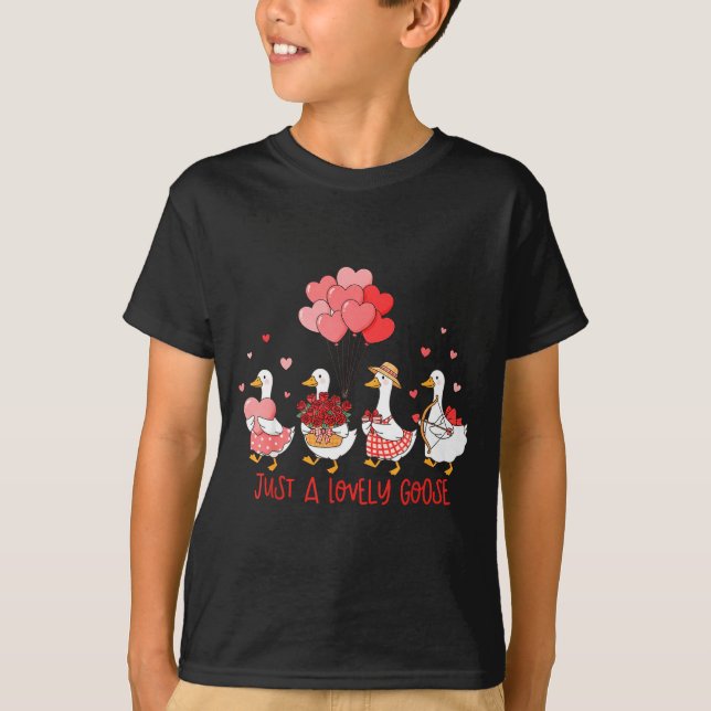 Just A Cute Goose Funny Valentines Shirt For Women (Front)