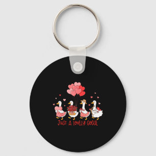 Just A Cute Goose Funny Valentines Shirt For Women Key Ring