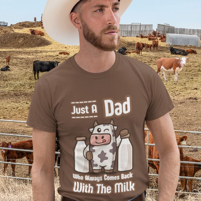 Just A Dad Funny Cow with Milk Dad Jokes Men's  T-Shirt (Creator Uploaded)