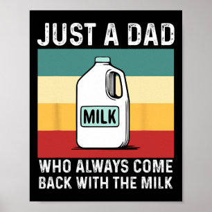 Just A Dad Who Always Come Ck With Milk Funny Fath Poster