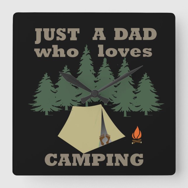 just a dad who loves camping and hiking square wall clock (Front)
