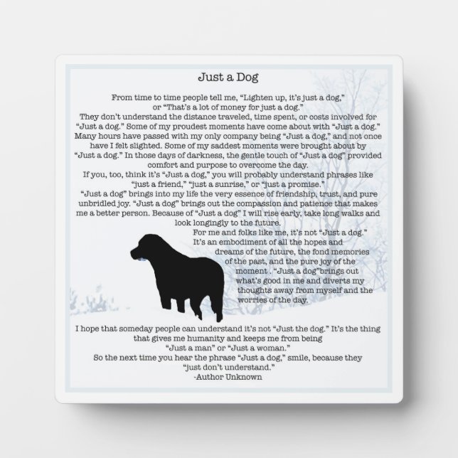 Just A Dog Quote- Black Labrador - Dog Lover Quote Plaque (Front)