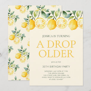 Just A Drop Older Lemon Citrus 30th Birthday Party Invitation