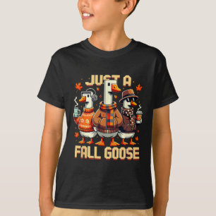 Just A Fall Goose Funny Pixel Autumn Retro Style  T-Shirt