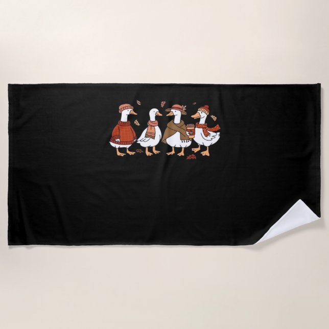 Just a Fall Goose Oversized T-Shirt Beach Towel (Front)