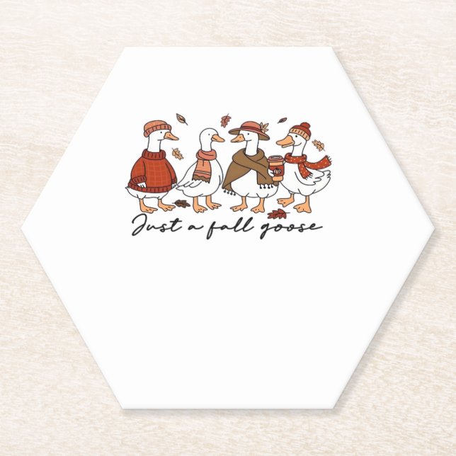 Just a Fall Goose Oversized T-Shirt Paper Coaster (Front)