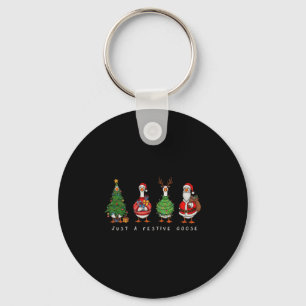 Just A Festive Goose Christmas Funny Silly Holiday Key Ring