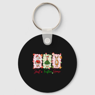 Just A Festive Goose Christmas Holiday Funny Silly Key Ring