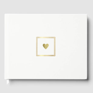 just a framed faux gold heart on white guest book