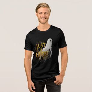 Just a Ghost Moody Halloween Art Tri-Blend Shirt