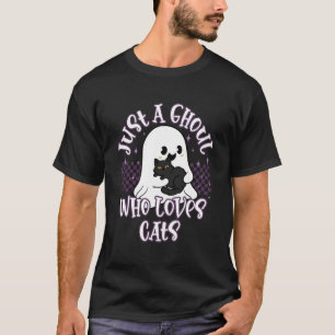 Just A Ghoul Who Loves Cats Ghost Girl Halloween T-Shirt