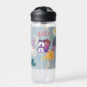 Just A Girl And Her Dog Cute Husky Floral Gift Water Bottle