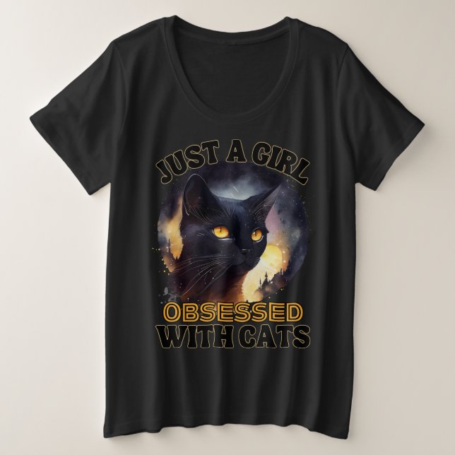 Just A Girl Cat Plus Size T-Shirt (Design Front)