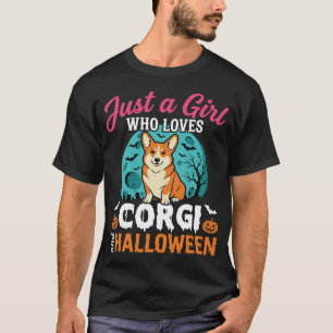 Just a Girl Corgi Halloween Vintage T-Shirt