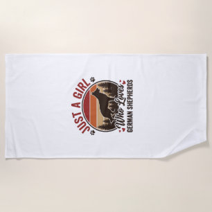 Just A Girl German Shepherd Vintage Dog Lover Desi Beach Towel