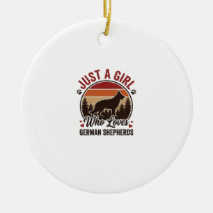 Just A Girl German Shepherd Vintage Dog Lover Desi Ceramic Tree Decoration
