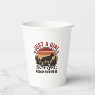 Just A Girl German Shepherd Vintage Dog Lover Desi Paper Cups