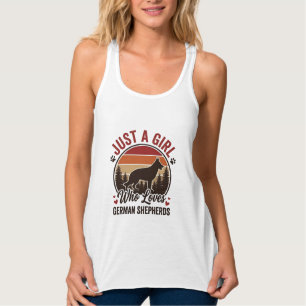 Just A Girl German Shepherd Vintage Dog Lover Desi Singlet