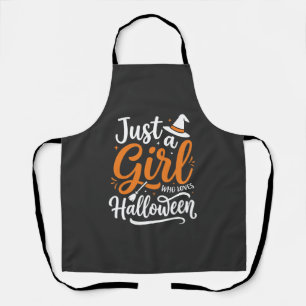 Just A Girl Halloween Vector Art Apron