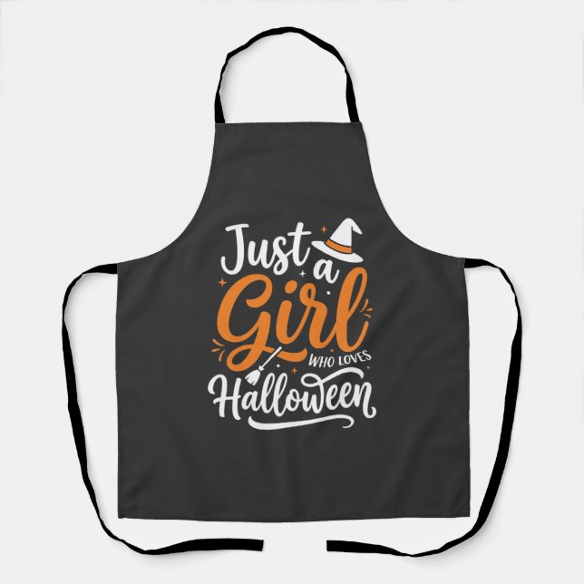Just A Girl Halloween Vector Art Apron (Front)