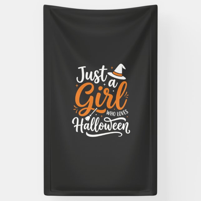 Just A Girl Halloween Vector Art Banner (Vertical)