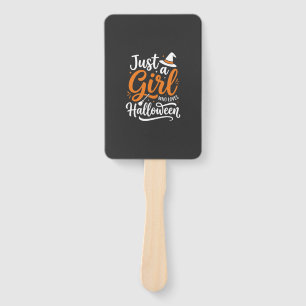 Just A Girl Halloween Vector Art Hand Fan