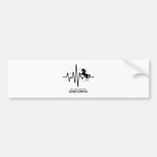 Just A Girl Love for Unicorns Heartbeat Bumper Sticker