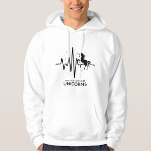 Just A Girl Love for Unicorns Heartbeat Hoodie