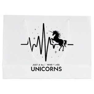 Just A Girl Love for Unicorns Heartbeat Large Gift Bag