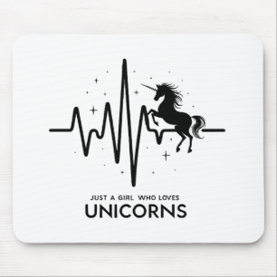 Just A Girl Love for Unicorns Heartbeat Mouse Pad