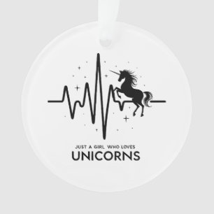 Just A Girl Love for Unicorns Heartbeat Ornament