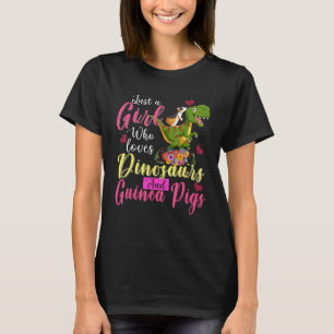 Just A Girl Loves Dinosaurs And Guinea Pigs Riding T-Shirt