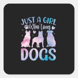 just a girl loves  who dogs square sticker