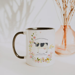 Just a Girl That Loves Cows Monogram Mug