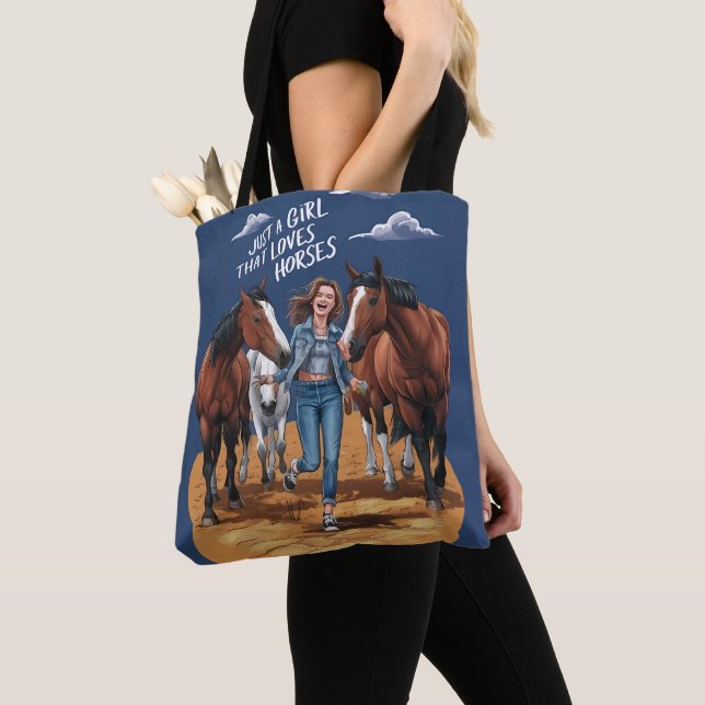 Just A Girl That Loves Horses Tote Bag (Close Up)