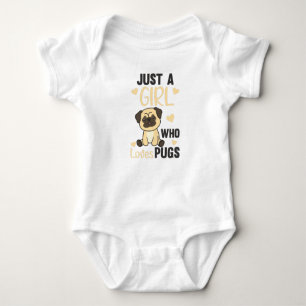 Just A Girl That Pugs Loves Kawaii Dog Pug Baby Bodysuit