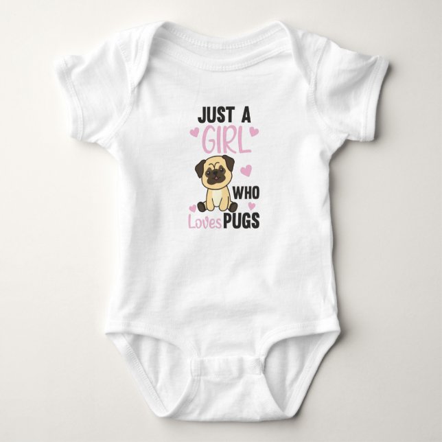 Just A Girl That Pugs Loves Kawaii Dog Pug Baby Bodysuit (Front)