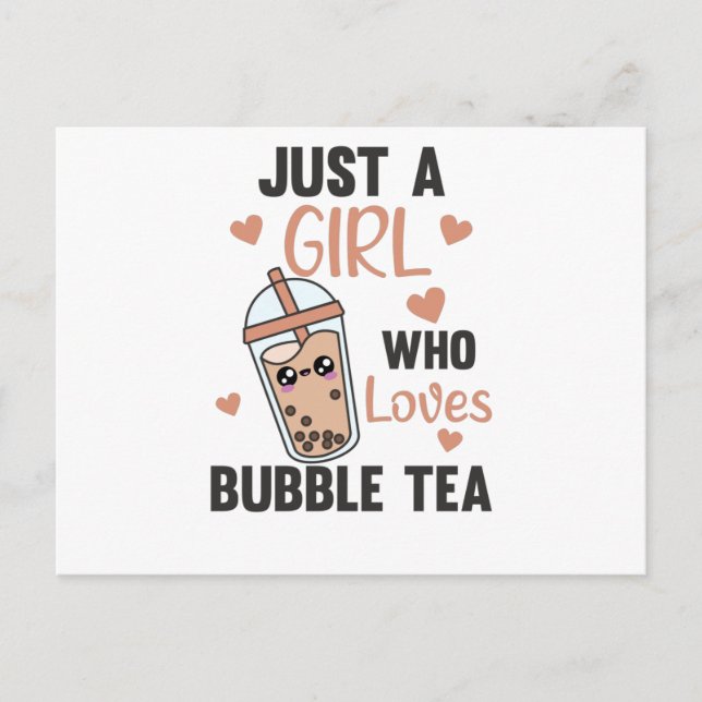 Just A Girl The Bubble Tea Loves Boba Kawaii Postcard (Front)