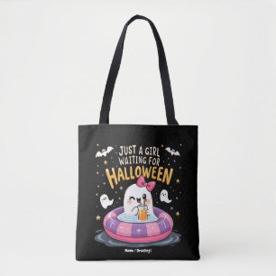 Just A Girl Waiting For Halloween Spooky Summer  Tote Bag