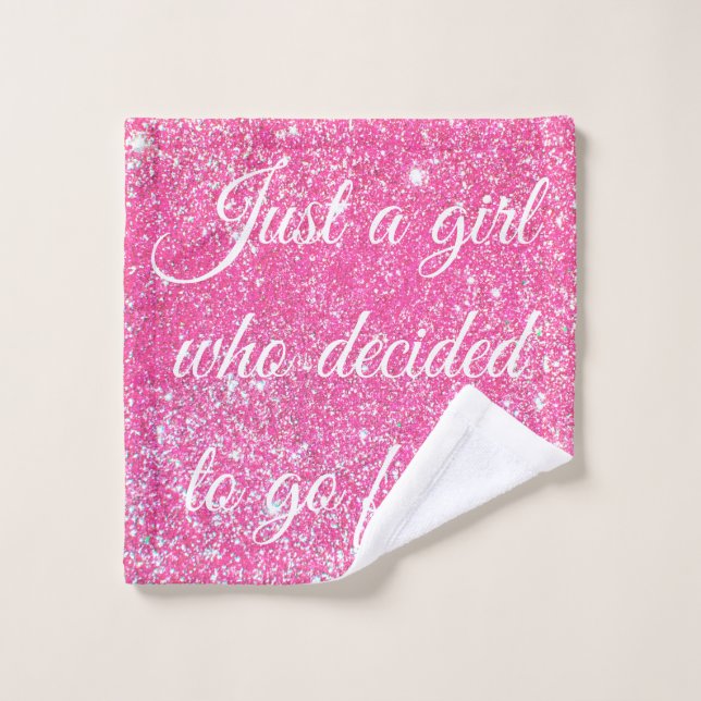 JUST A GIRL WHO DECIDED Sparkle Hot Pink Glitter Wash Cloth (Wash Cloth)